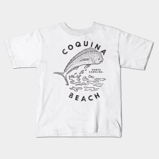Coquina Beach, NC Summertime Vacationing Mahi Mahi Big Head Fish Kids T-Shirt